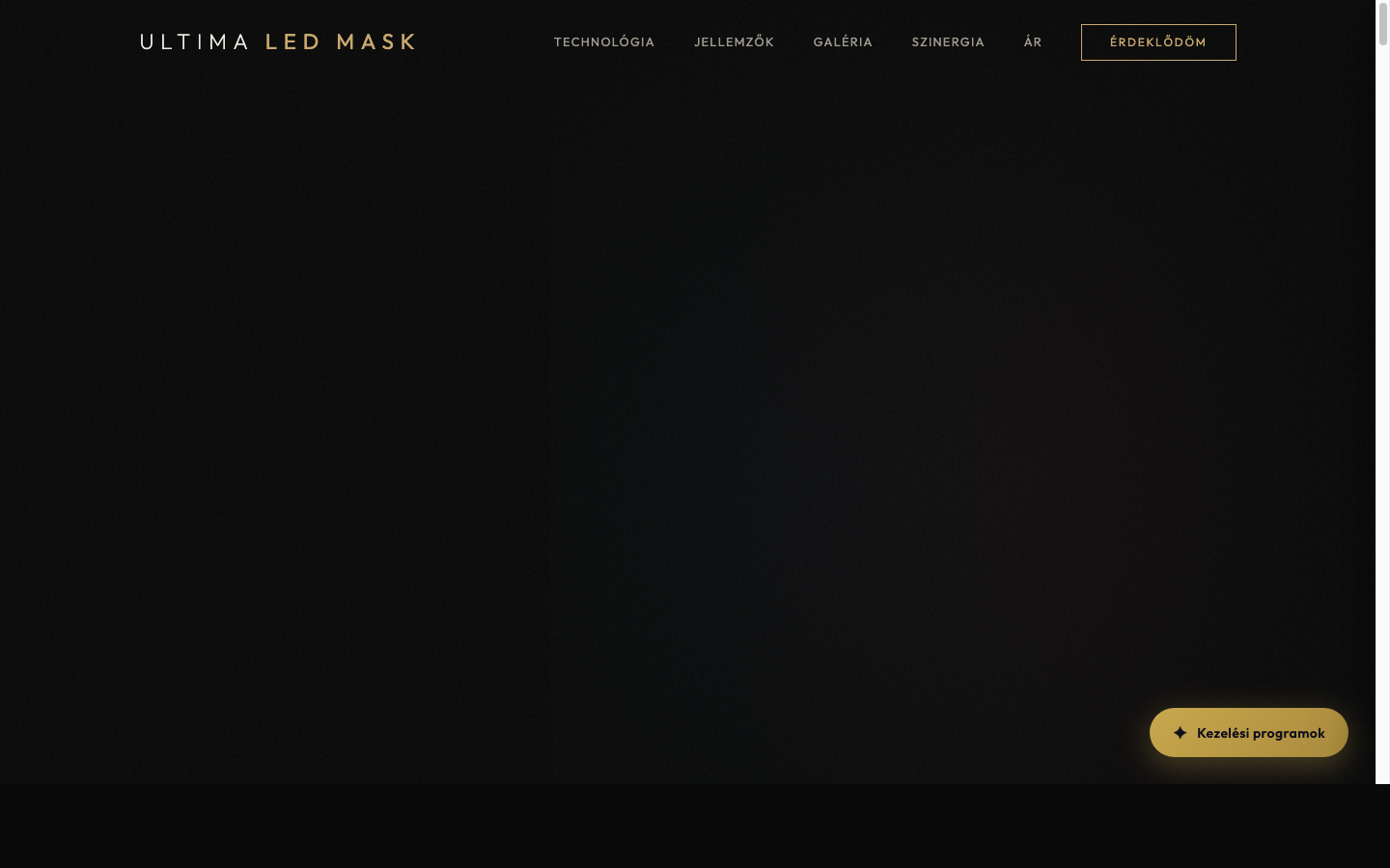 ULTIMA LED Maszk influencer e-commerce értékesítési rendszer Stripe fizetéssel